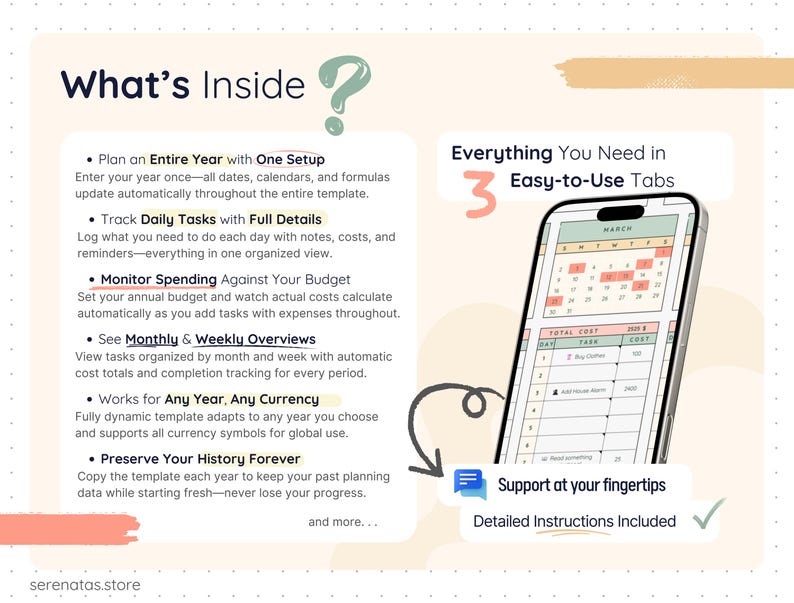 Annual Planner Google Sheets & Excel – Yearly Task Tracker Calendar ...