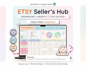 Etsy Bookkeeping Template for Etsy Sellers | Etsy Accounting Spreadsheet with Profit and Loss, Sales & Expenses Tracker