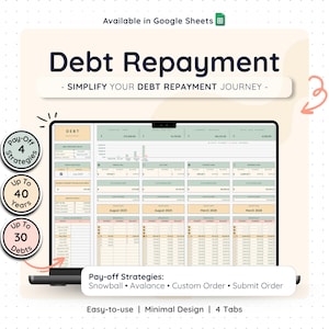Debt Repayment Planner Google Sheets Snowball Avalanche Method Credit Card Loan Payoff Calculator Budget Tracker Financial Spreadsheet