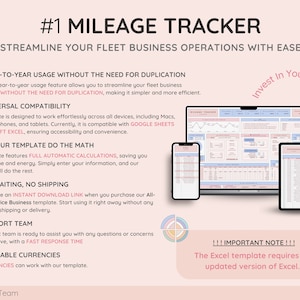 Fleet Vehicle Tracker Google Sheets Excel Mileage Log Business Expense ...
