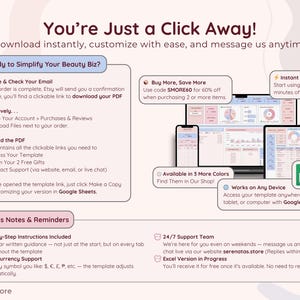 Final Details – Getting Started
Step-by-step setup instructions, free bonus gifts, multi-currency support, and responsive customer service. Download your Google Sheets template instantly, access it from any device, and customize everything with built-in notes, sample data, and future Excel access.