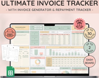 Invoice Tracker & Payment Manager with Invoice Generator | Invoice, Client Payments and Dashboard | Small Business Spreadsheet Template