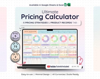 Price & Profit Calculator for Small Businesses with 5 Pricing Strategies and up to 2 Taxes | Price Guide | Price List Spreadsheet Template