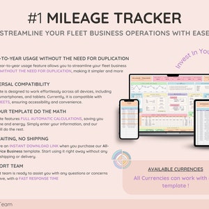 Vehicle & Mileage Tracker Log with Expenses, Fuel, Maintenance Tracker, and Mileage Calculator Business Spreadsheet for Google Sheets image 9