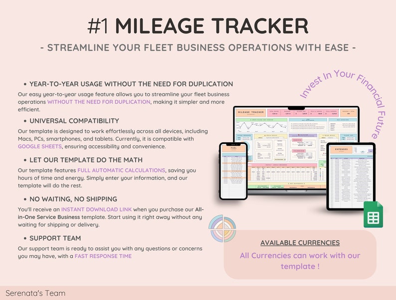 Vehicle & Mileage Tracker Log with Expenses, Fuel, Maintenance Tracker, and Mileage Calculator Business Spreadsheet for Google Sheets image 9