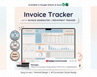 Client Invoice Payment Tracker Google Sheets Excel Billing Template Generator Receipt Manager Small Business Financial Spreadsheet