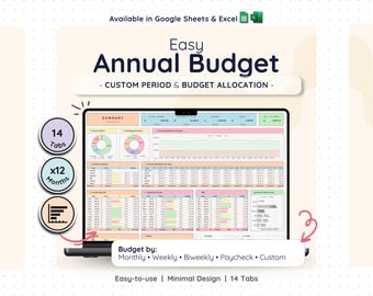 Planificador de presupuesto anual en Google Sheets (12 meses) Planificador financiero anual Gestor de gastos y facturas Plantilla de ahorros Panel de control de finanzas personales