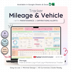 Mileage Tracker Expense Log Google Sheets Excel Vehicle Business Spreadsheet Fuel Maintenance Calculator Tax Compliance Trip Planner