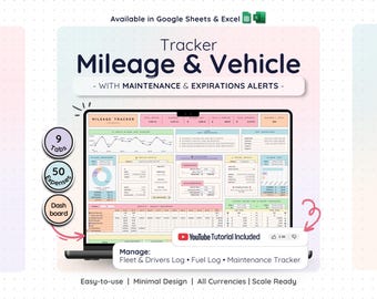 Mileage Tracker Expense Log Google Sheets Excel Vehicle Business Spreadsheet Fuel Maintenance Calculator Tax Compliance Trip Planner