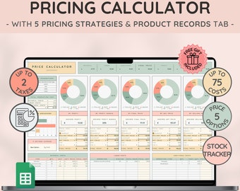 Price & Profit Calculator for Small Businesses with 5 Pricing Strategies and up to 2 Taxes | Price Guide | Price List for Google Sheets