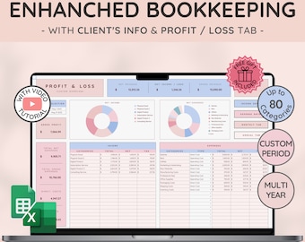 Bookkeeping & Accounting Template for Small Businesses with Profit - Revenue Tracker | Google Sheet Business Spreadsheet