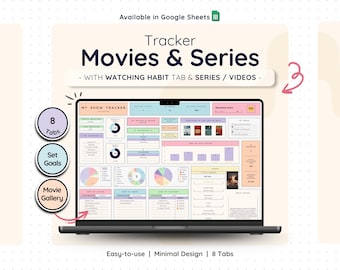 Watchlist Planner Spreadsheet Google Sheets Movie Series Log Film Journal TV Show Tracker Digital Entertainment Organizer Watching