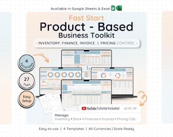 Small Business Starter Pack Google Sheets Excel Goods Inventory Bookkeeping Invoice Pricing Reseller Template Spreadsheet Management
