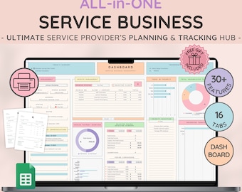 CRM-Dashboard für kleine Unternehmen, Buchhaltungs-Tracker mit Aufgaben- und Rechnungs-Tracker | Finanzplaner | Budget-Tabelle für Dienstleistungsunternehmen