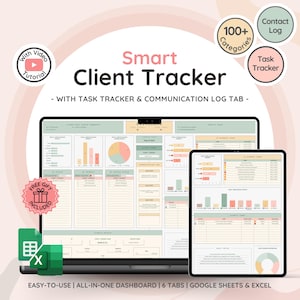 Spreadsheet voor klantentracking en -beheer voor kleine bedrijven met taaktracker, communicatielogboek en CRM-dashboard voor Google Spreadsheets