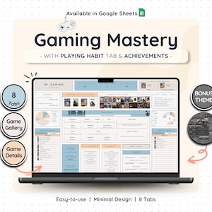Game Collection Tracker Spreadsheet Google Sheets Gaming Log Achievement Progress Planner Digital Library Organizer Hobby Dashboard