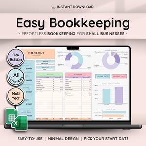 Bookkeeping Template for Small Business Easy Income Tracker | Expense Tracker | Accounting Spreadsheet for Google Sheets