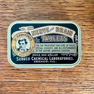 Vintage antique reproduction patent medicine tin for reenactors, cosplay - Perfect Stocking Stuffers, gift for him