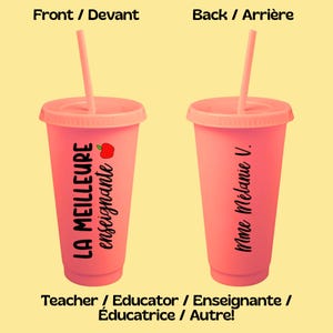 Personalized Teacher/Educator Tumbler • Best Teacher/Educator • English or français • Water Bottle • Iced Coffee • Cute • Personalized Gift