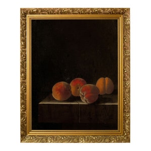Vintage Peaches Oil Painting Still Life Digital Download, Vintage Fruit Printable Art, Vintage Painting, Kitchen Oil Painting Decor Print