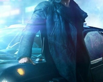 Blade Runner Leather Jacket Mens Ryan Gosling 2049, Artificial Fur On The Collar - Real Leather