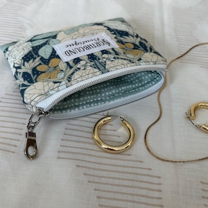 Handmade Blue Dragonfly Floral Print Zipper Pouch