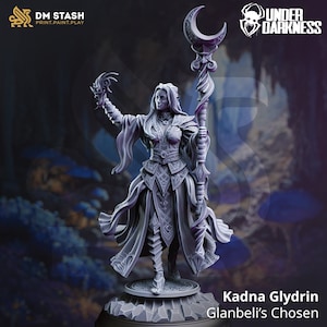 Kadna Glydrin - Glanbeli’s Chosen: Lunar Mage Resin Miniature (32mm / 75mm)
