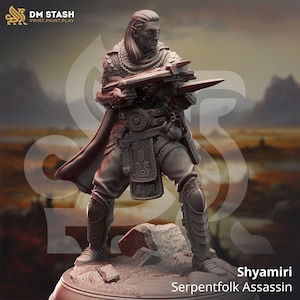 Shyamiri - Serpentfolk Assassin | Rogue | Ranger | DnD Miniature | Tabletop model | Resin Print | DM Stash | 32mm | 75mm