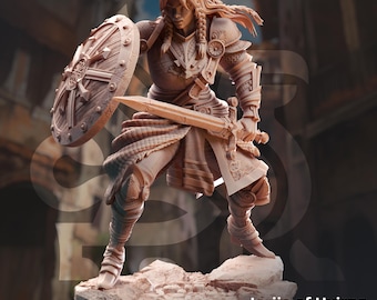 Jorjie of Hvirna - Human Barbarian Miniature - DM Stash Resin Print (32mm/75mm)
