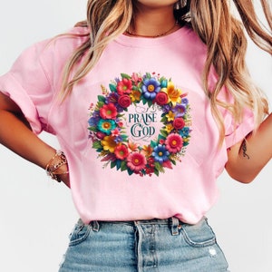 Floral Praise God png, Sublimation Design, Religious Floral Png,  Retro Christian Png, Bible Verse Png, Christian Png, Digital download