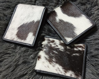 Cowhide Hair-On Leather Bifold Wallet, Gift for Dad