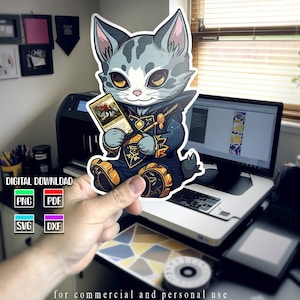 Gato comandante MTG personalizado em traje de mago SVG, download digital | Impressão Digital, Token Magic the Gathering, Pdf, Png, Dxf, SVG