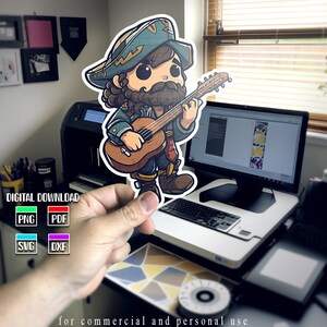 Personagem D&D Bard svg, ilustração de personagem de fantasia fofa, png, svg, dxf, pdf