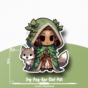 Przyjazny dzieciom Druid svg Clipart, Mityczne stworzenie, zabawny Druid do wydrukowania Png, Elementy albumu Druida, Projekt naklejki Druid dnd
