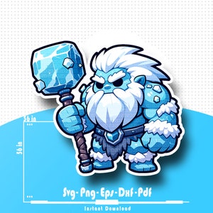 Dnd Frost Giant svg clipart, token virtual de personagem de Dungeon and Dragons, personagem digital de D&D