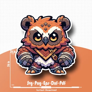 Dnd Owlbear svg clipart, token virtual de personagem de Dungeon and Dragons, personagem digital de D&D, adesivo de diário de criatura DandD para crianças
