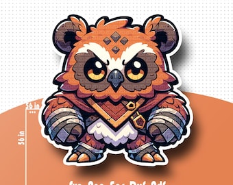 Chibi Owlbear SVG クリップアート: D&D キャラクタートークン、ジャーナルステッカー (デジタルダウンロード)