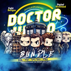 Doctor Who characters svg bundle, Time lord png, Tardis fanart, Whovians image
