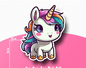 Regalo con temática de unicornio, clipart de unicornio lindo, fiesta de bebé unicornio, clipart Chibi, PNG, SVG, PDF, DXF, archivo de descarga digital