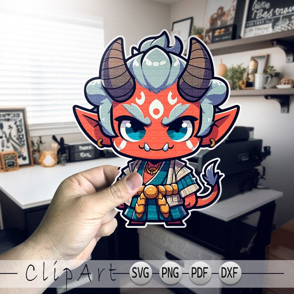 Kid-Friendly Oni svg clipart, dungeon and dragons character virtual token, digital D&D Character