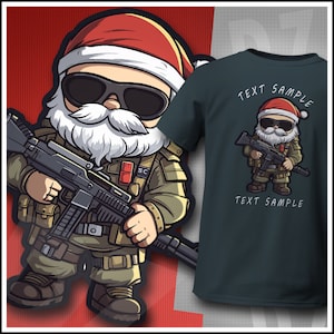 Tactical Santa SVG, Xmas clipart, Christmas png, Happy Holidays sticker