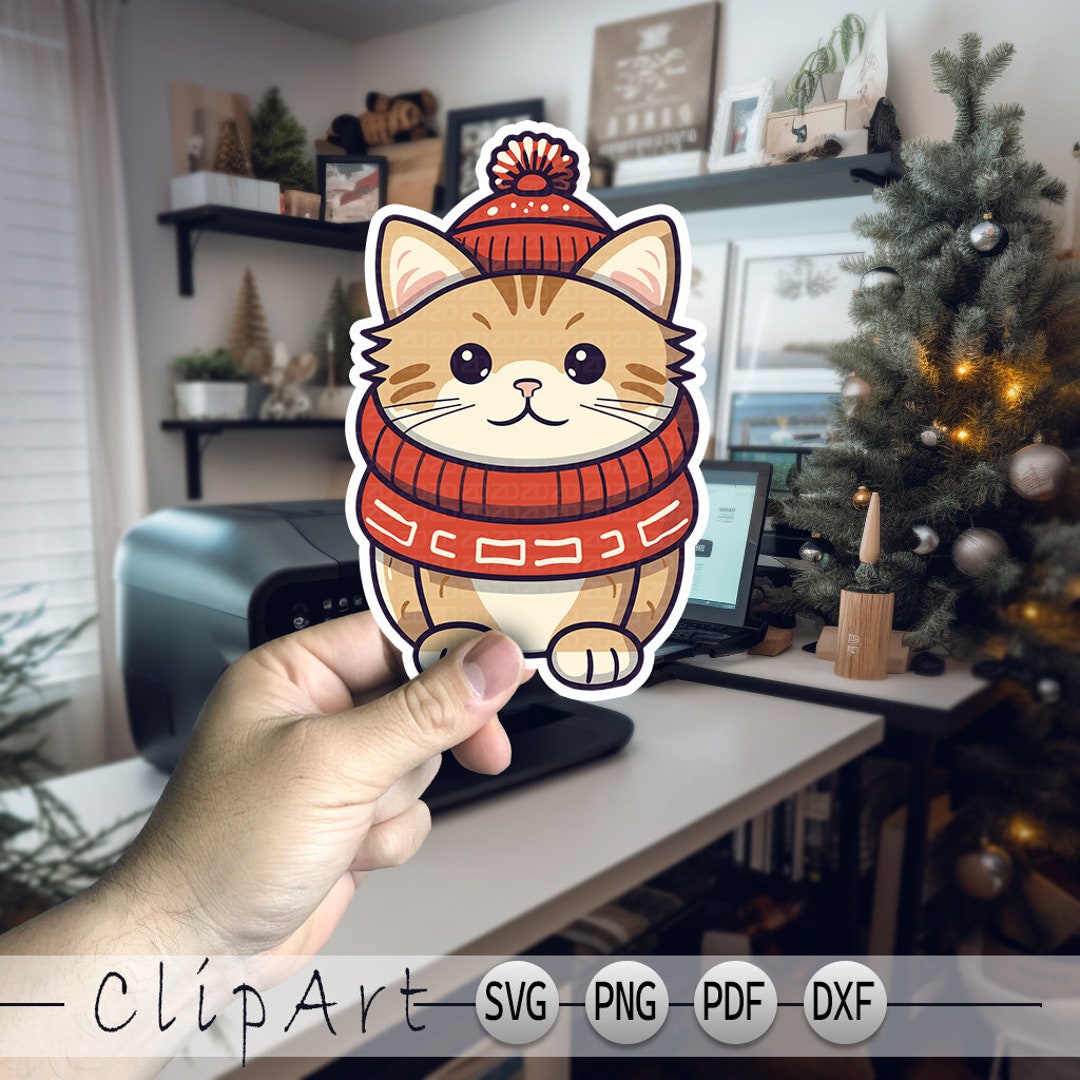 Adorable Cat in Christmas Sweater SVG Christmas Svg Files for Etsy