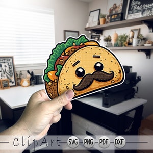 Kawaii Taco Clipart: Funny Mexican Food SVG, PNG