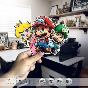 Chibi Mario Bros  bundle,Luigi SVG, Super mario SVG, mario birthday svg, super mario, paper mario