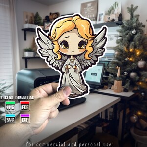 Ange de Noël SVG • Clip Art Cut File Silhouette dxf eps png jpg • Téléchargement numérique instantané
