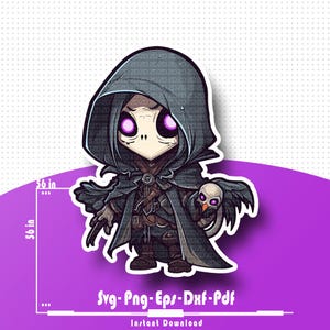 Chibi Necromancer SVG: D&D Dark Wizard Clip Art (Digital Download)