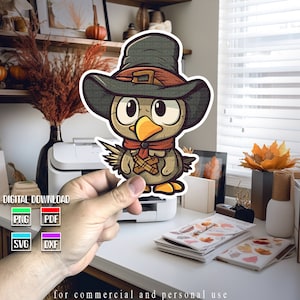 Cute Thanksgiving Turkey svg, Chibi pilgrim clipart, Thanksgiving Sublimation file