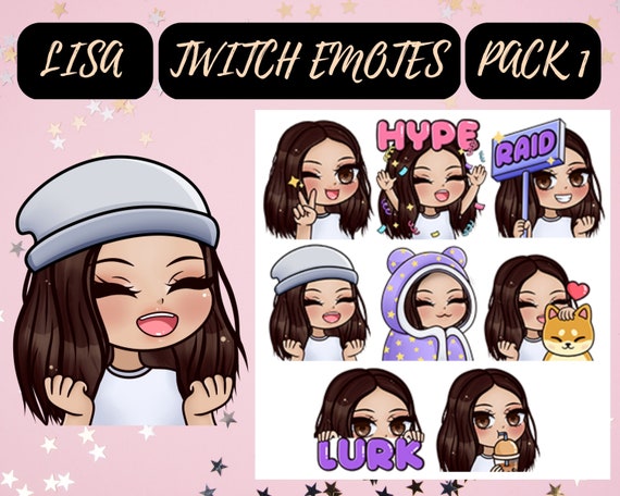 Twitch Female Emotes, LISA-Brown Hair Brown Eyes Pale Skin, Twitch Girl Emote, Sub Emotes, Discord, Twitch Emotes, Twitch Graphics