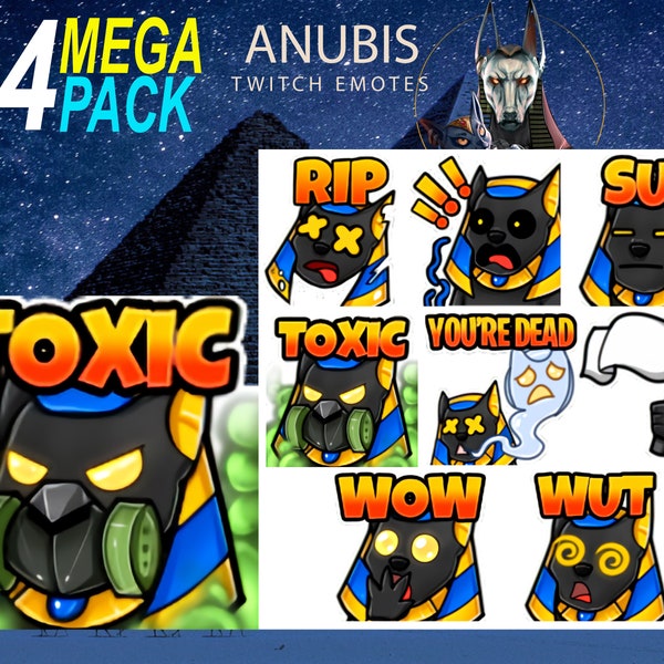 Twitch Anubis Emotes, God of the Dead, Sub Emotes, Discord Emotes, Twitch Egyptian Emotes, Twitch Horror Emote, Twitch Graphics