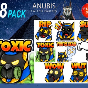 Twitch Anubis Emotes, God of the Dead, Sub Emotes, Discord Emotes, Twitch Egyptian Emotes, Twitch Horror Emote, Twitch Graphics